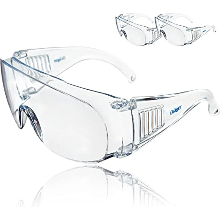 Dräger Schutzbrille X-pect 8110 | Überbrille auch für Brillenträger | Für Baustelle, Labor, Werkstatt und Fahrrad-Fahren | Leicht, klar und mit indirekter Belüftung | 3 St. – Bild 1