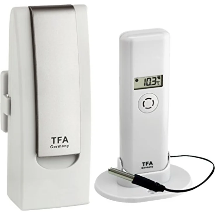 TFA Thermo-/Hygrometer WeatherHub Set 31.4013.02, Thermometer + Hygrometer mit Profi-Kabelfühler bis 110 °C, Weiss – Bild 1