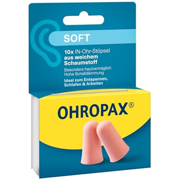 OHROPAX Soft Ohrstöpsel – Weiche IN-Ohr-Stöpsel mit SNR 31 dB – Unauffällig und bequem – 10 Stück – Bild 1
