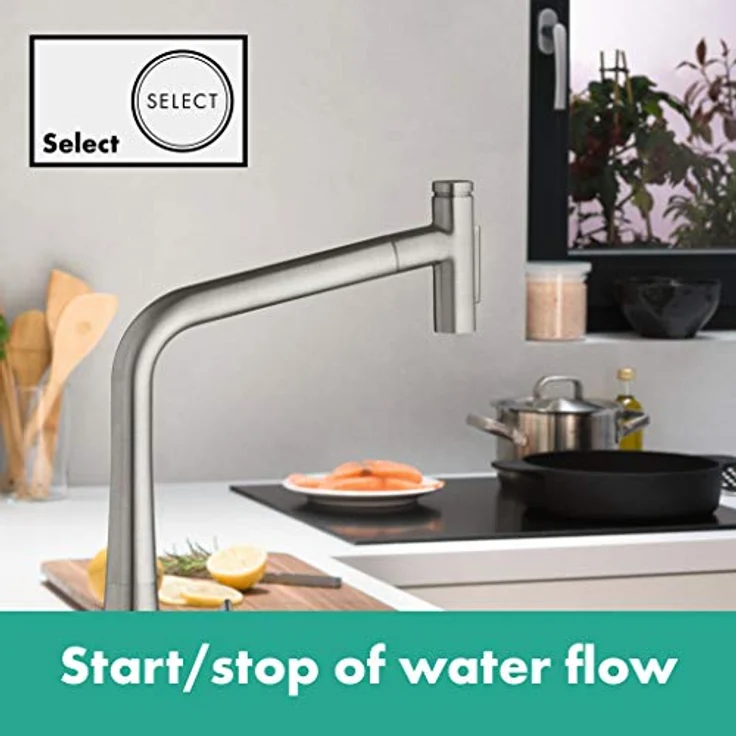 Hansgrohe Metris Select M71, Küchenmischer Select 320 2jet mit Ausziehbrause und sBox, Edelstahl Finish, schwenkbar, temperaturbegrenzt, integrierter Rückflussverhinderer – Bild 7