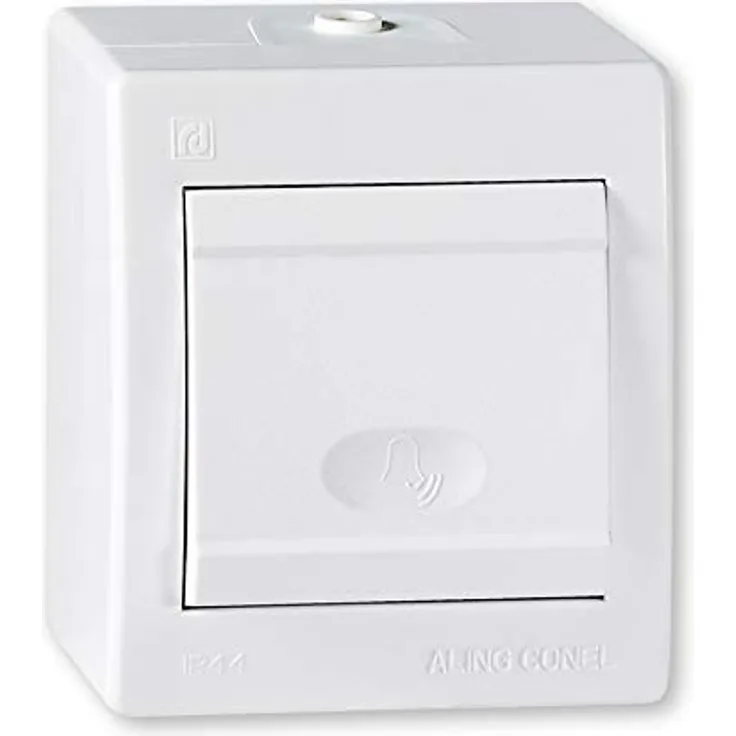 ALING-CONEL Aufputz Klingeltaster 10AX/250V~, IP 44, spritzwassergeschützt, Weiß