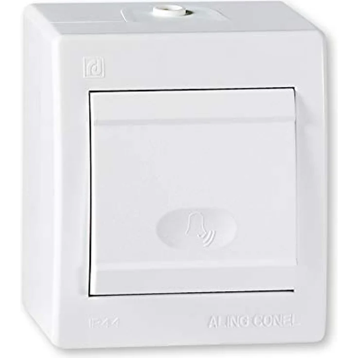 ALING-CONEL Aufputz Klingeltaster 10AX/250V~, IP 44, spritzwassergeschützt, Weiß – Bild 1