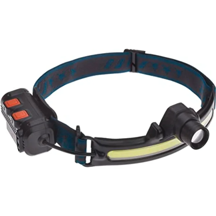 TFA Dostmann Kopflampe LED Lumatic Head, 43.2038.01, wiederaufladbar, superhell, Stirnlampe zum Angeln, Joggen, Handwerken, Camping, spritzwassergeschützt, schwarz