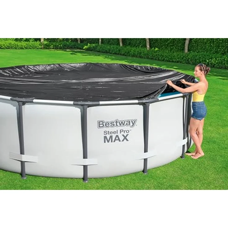 Bestway PVC-Abdeckplane Ø 305 cm, schwarz, rund – Bild 2