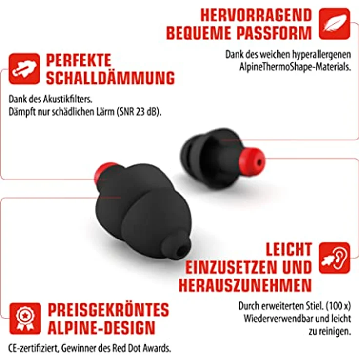 Alpine WorkSafe Gehörschutz Ohrstöpsel für die Arbeit - Lärmschutz für Heimwerker und professionelle Handwerker - Mit Handschuhen abnehmbar - hypoallergene und Wiederverwendbare Arbeits-Ohrstöpsel – Bild 3