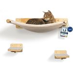 WOOWOOD® Kletterwand Katzen inkl. 2X Katzentreppe Wand [Extra Stabil] I Kratzbaum Wand I Hängematte Katze I Katzenwand I Wandkratzbaum I Katzenmöbel I Katzen Kletterwand I Katzenhängematte Wand