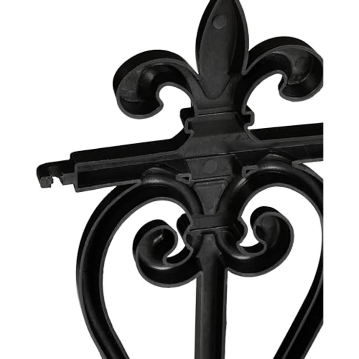 relaxdays Beetbegrenzung Beeteinfassung Kunststoff 6er Set, 6er Set - Schwarzer Niedriger Steckzaun mit Fleur-de-Lis-Verzierungen – Bild 9