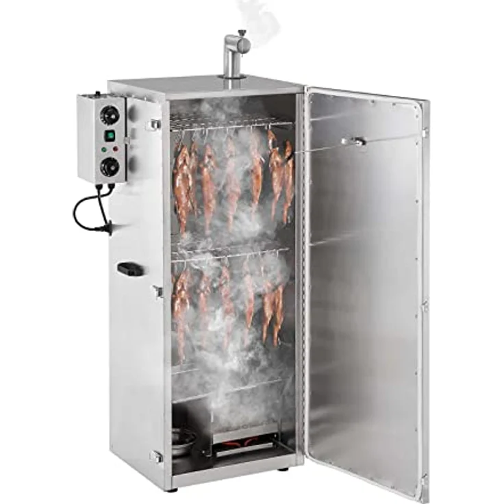 Royal Catering RC-FS1300 Räucherofen Edelstahl, 147 L, 8 Roste, für warmes und heißes Räuchern, mit Timer und Alarmfunktion – Bild 1