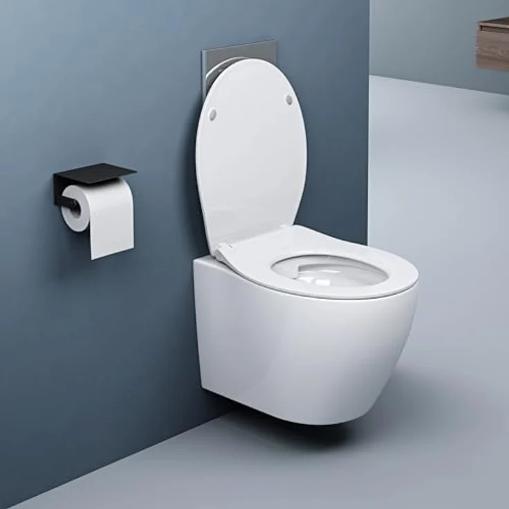 doporro Hänge-WC Hänge-Toilette mit Tiefspüler inkl. Soft-Close Absenkautomatik weiß aus Keramik Powerflush-Technologie Aachen126 – Bild 2