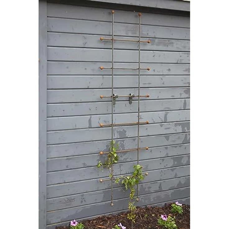 ELEO Rankgitter Tarent klein rostoptik - eckig 170x50 cm Rankhilfe für Rosen, Kletterpflanzen Schmiedeeisen rost Edelrost - Spalier aus Metall massiv stabil - mit Wandhalterung für Hauswand – Bild 2
