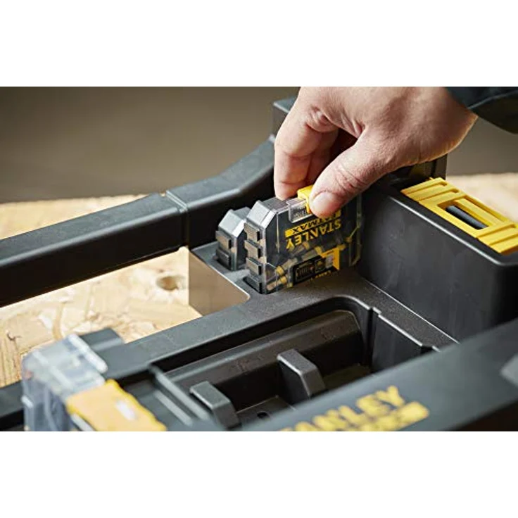 Stanley STA88580-XJ FatMax Caddy STA88580 für bis zu 4 Schüttelboxen und 5 kleine ToughCases, kompatibel mit den Aufbewahrungssystemen Pro-Stack und T-Stak, eingebauter Tragegriff – Bild 7