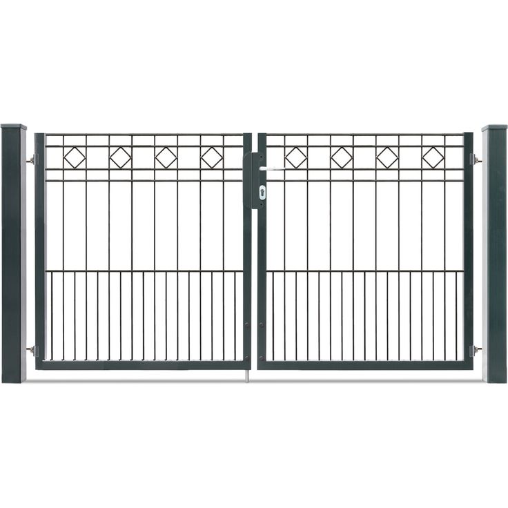 deutsche zauntechnik Doppelflügeltor 'Vario Residenz klassik Turin', anthrazitgrau, 202 x 101 cm, stabil eingefasst, inkl. Pfosten, Korrosionsschutz durch sendzimirverzinkung