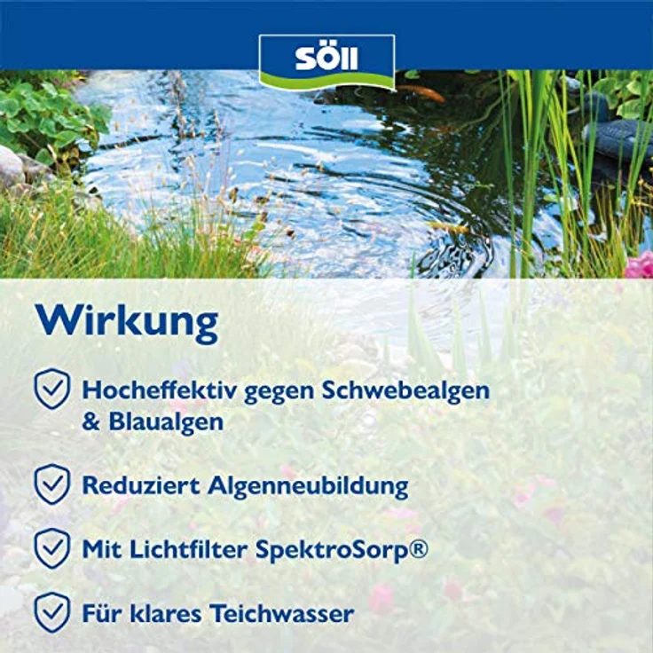 Söll Algenentferner 1 Liter Algosol für 20 Qbm Teichwasser – Bild 3