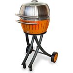 LotusGrill XL Gartengrill Set Limettengrün - Grillwagen mit Grillhaube XL aus Edelstahl (Mandarinenorange)