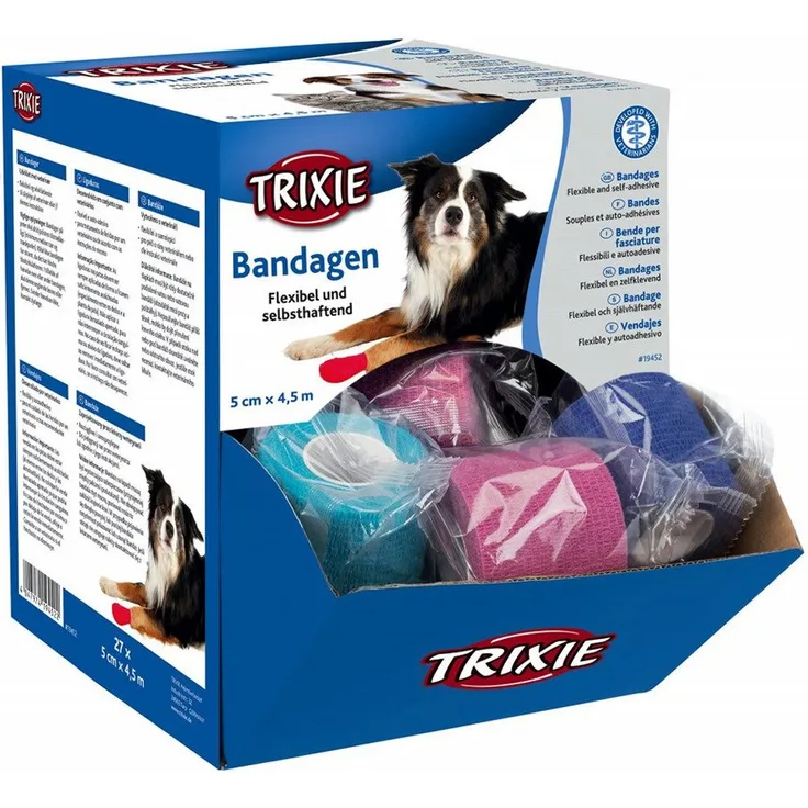TRIXIE Fellbürste Bandagen - 27 Stück, effektiver Knabberschutz für Hunde, diverse Farben