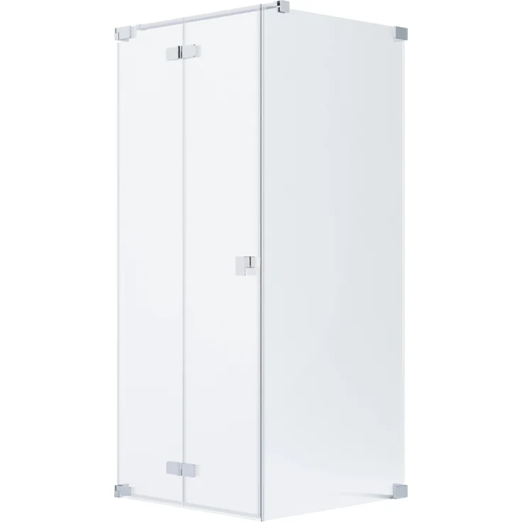 Schöner Wohnen Eckdusche Fit, Drehfalttür und Seitenwand, silbermatt, 90 x 90 x 200 cm, rahmenlos, ESG-Glas, pflegeleicht