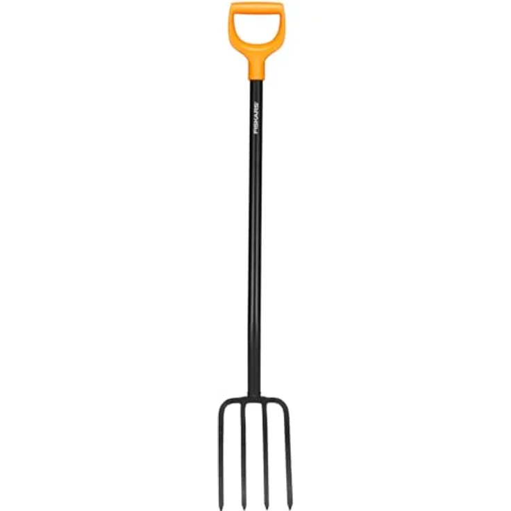 Fiskars Solid Spatengabel, 120 cm für harte, steinige Böden, 4 Zinken aus hochwertigem Stahl, Kunststoff-Stiel, Schwarz/Orange, 1070673 – Bild 1