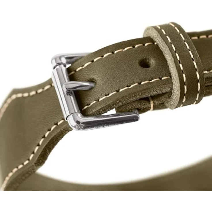 HUNTER Halsband Aalborg Extrabreit Oliv, Größe 40 - Strapazierfähiges Softleder, extra breit, Made in Germany – Bild 4