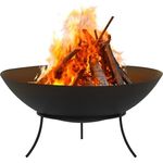 ECD Germany Feuerschale Ø50x24 cm aus Stahl mit 3 Füße Schwarz, Outdoor Feuertonne mit Dreibein-Gestell, für Grillabend, Feuerstelle im Garten, Lagerfeuer BBQ Camping
