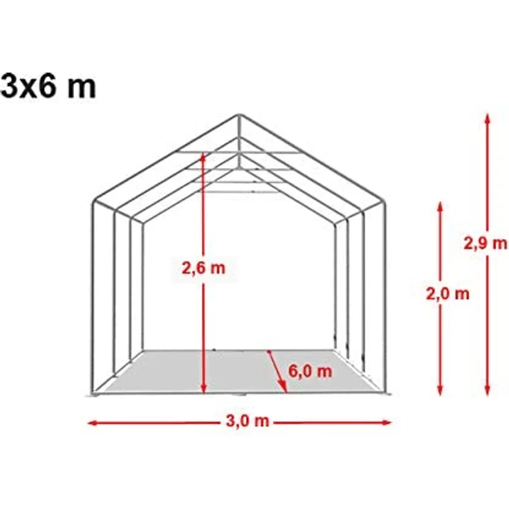TOOLPORT Lagerzelt 3x6 m Industriezelt Unterstand PVC Plane 750 N weiß mit Bodenrahmen und Dachverstärkung – Bild 4
