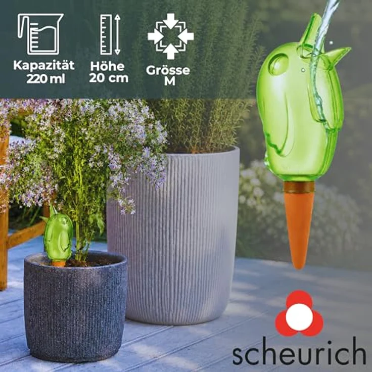 Wasserspender Bördy Farbe Grün, Größe 20cm, Inhalt 220ml für bis zu 4 Tage Bewässerung Ihrer Pflanzen (4) - Scheurich – Bild 8