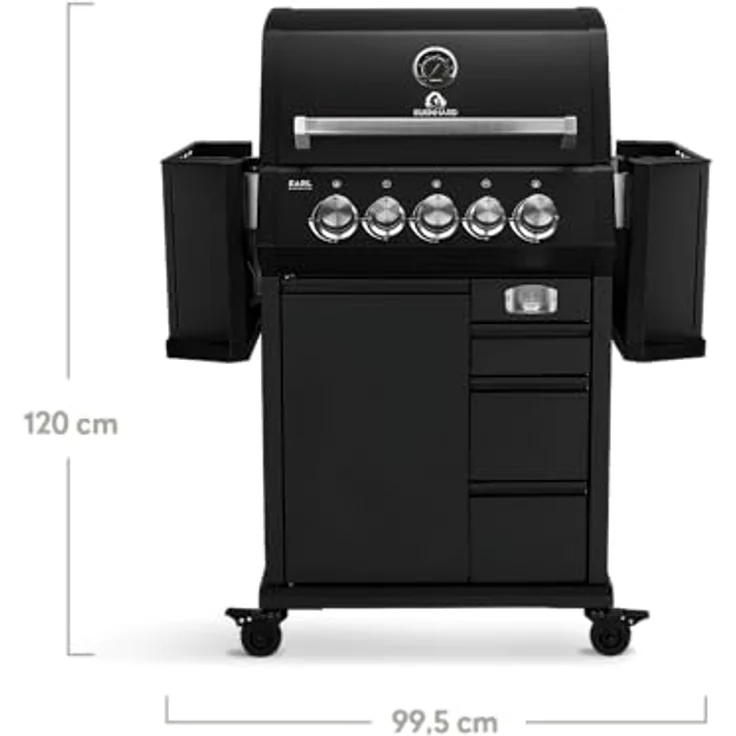 BURNHARD EARL Black, 3-Brenner Gasgrill Edelstahl mit Heckbrenner, Infrarot-Keramikbrenner, Edelstahl-Grillrost, inkl. Abdeckhaube und Zubehör – Bild 3
