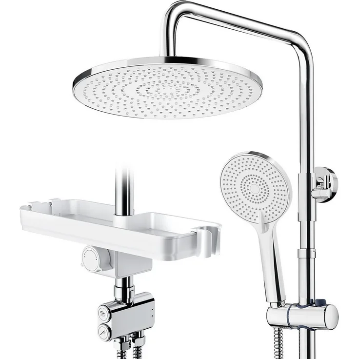 Rainsworth Duschsystem Rainsworth 25x25 cm Regendusche, Messing-Drehschalter, Ablage., Höhe 25.4 cm, Schwarz