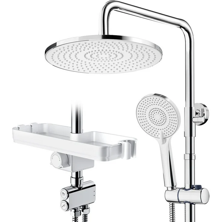 Rainsworth Duschsystem Rainsworth 25x25 cm Regendusche, Messing-Drehschalter, Ablage., Höhe 25.4 cm, Schwarz