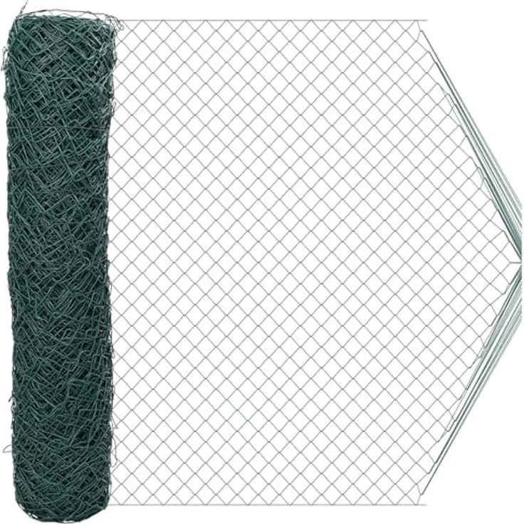 vidaXL Beetumrandung Maschendrahtzaun, 2 x 10 m, grüner Stahlzaun mit rautenförmigem Maschendesign, wetterfest und einfach zu montieren – Bild 1