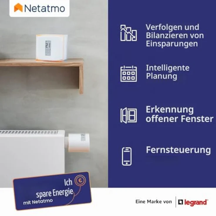 Netatmo Smartes Heizkörperthermostat NAV-FR, programmierbar mit Fernsteuerung und Sprachsteuerung, kompatibel mit Apple HomeKit, Alexa und Google Assistant – Bild 3