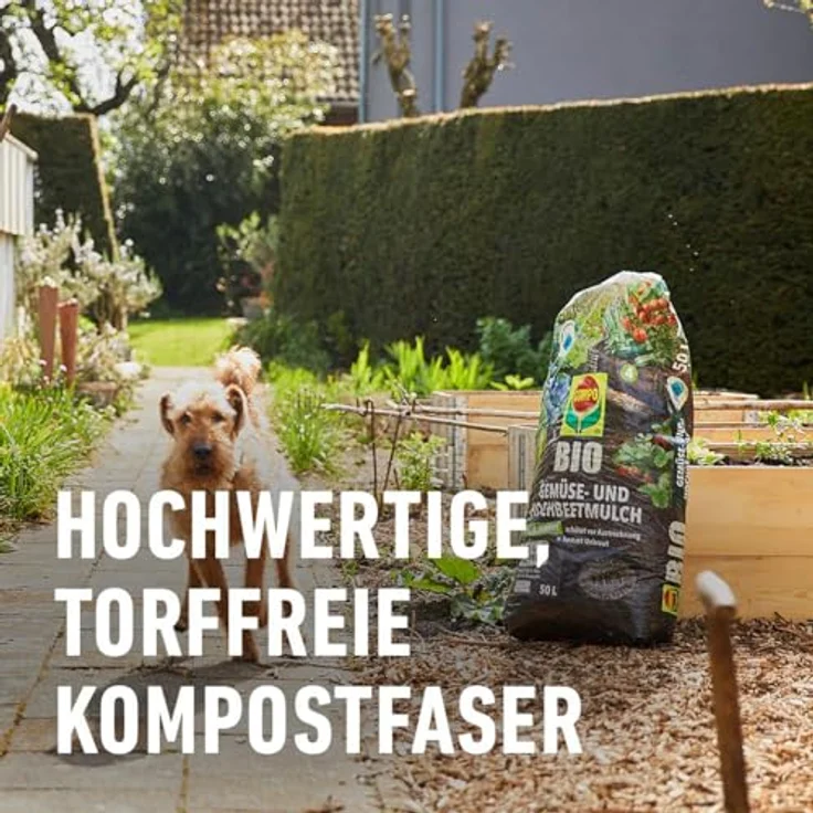 COMPO BIO Gemüse- und Hochbeetmulch, Zum Schutz vor Austrocknung und zur Hemmung von Unkraut, Torffrei, 50 Liter 24175 – Bild 2
