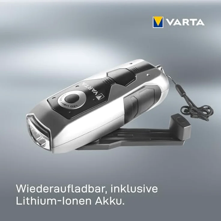 Varta Taschenlampe mm LED Dynamo Light mit Handkurbel Flashlight Handlampe Leuchte (mit Kurbel 100% batterieunabhängig geeignet für Auto, Garage, Notfall, Stromausfall, Camping, Outdoor) – Bild 6