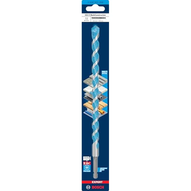 BOSCH Universalbohrer Expert HEX-9 MultiConstruction, Bohrer, 12 x 200 x 250 mm - Bosch Zubehör Expert HEX-9 MultiConstruction Bohrer, für Beton, Fliesen, Stahl, Holz, Kunststoff, Backstein, Stein, HPL, Trockenbauwand – Bild 2