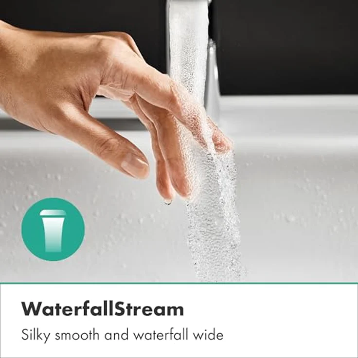 hansgrohe Vivenis Original - Badewannenarmatur Aufputz, Mischbatterie für 2 Verbraucher mit 19,7 cm Auslauf, Einhebelmischer, Chrom, AirPower und WaterfallStream – Bild 2