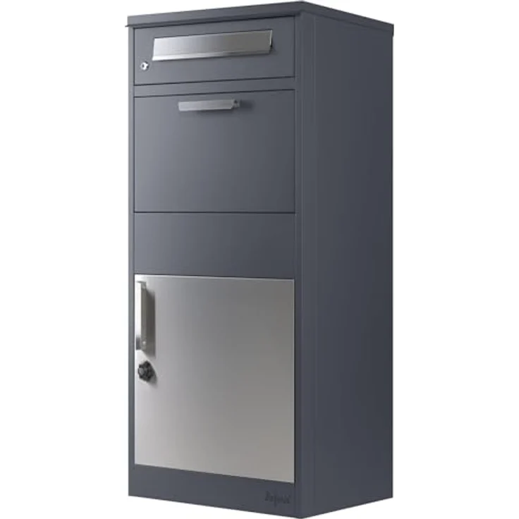 Zelsius Paketbriefkasten | RAL7016 Anthrazit | Briefkasten mit Paketfach, integrierte Rückholsperre, Bodenmontage | Paketbox, Parcel Box – Bild 1