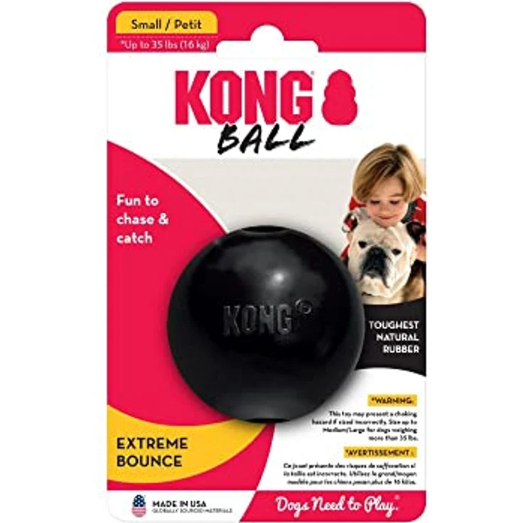 KONG – Extreme Ball – Hundespielzeug aus Robustem Kautschuk für Besonders Kräftiges Kauen, Schwarz – Für Kleine Hunde – Bild 3