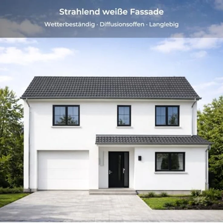 RyFo Colors Silikonharz Fassadenfarbe 10l - hochwertige Silikonharzfassadenfarbe, weiß, Außen-Farbe-Dispersion, wasserabweisend, Abperleffekt, Wetterschutz, hohe Deckkraft, lösemittelfrei – Bild 3
