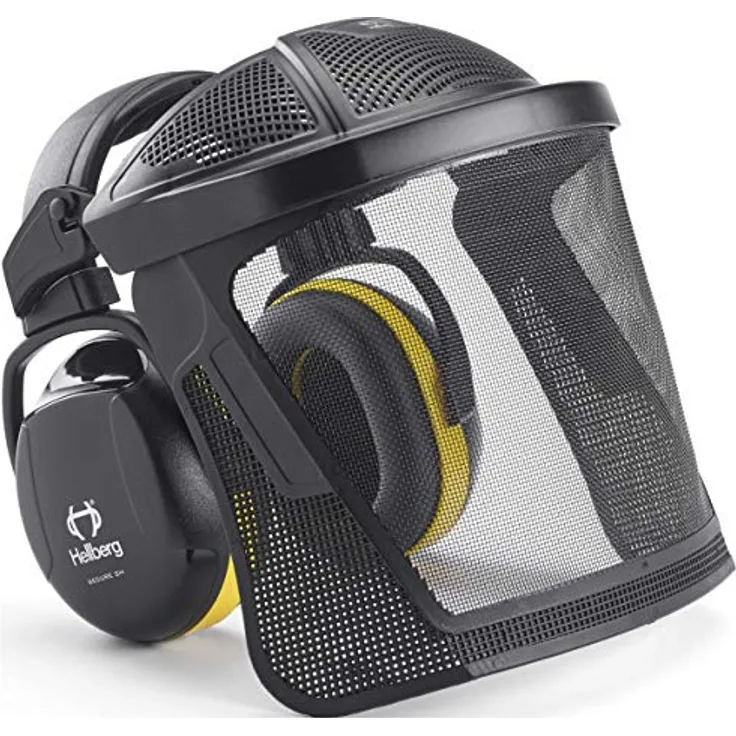 Hellberg Safety Kapselgehör- und Gesichtsschutz-Kombo 44202-001 Secure 2, Gesichtsschutz aus Nylon Mesh mit belüftetem Design und Snap-In-System