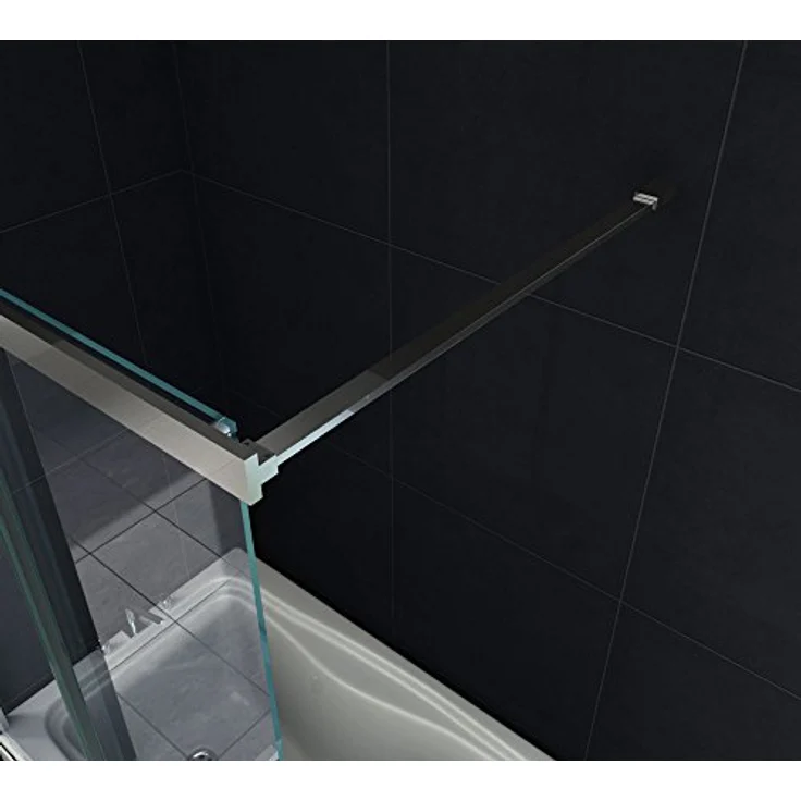 Glasdeals DOZE Schiebetür Badewannenaufsatz Duschtrennwand, 120 x 150 cm, 6 mm ESG Sicherheitsglas, rahmenlos, hochwertiges Edelstahl-Rollensystem – Bild 5
