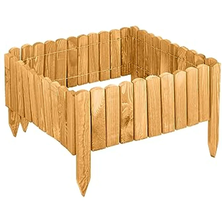 Garronda Beeteinfassung Holz Rollzaun Gartenzaun imprägniert Flexibler Rollborder Rasenkante Palisade Umzäunung für Garten Länge: 200 cm GD-0046 (Hellbraun, Höhe: 10 cm) – Bild 3