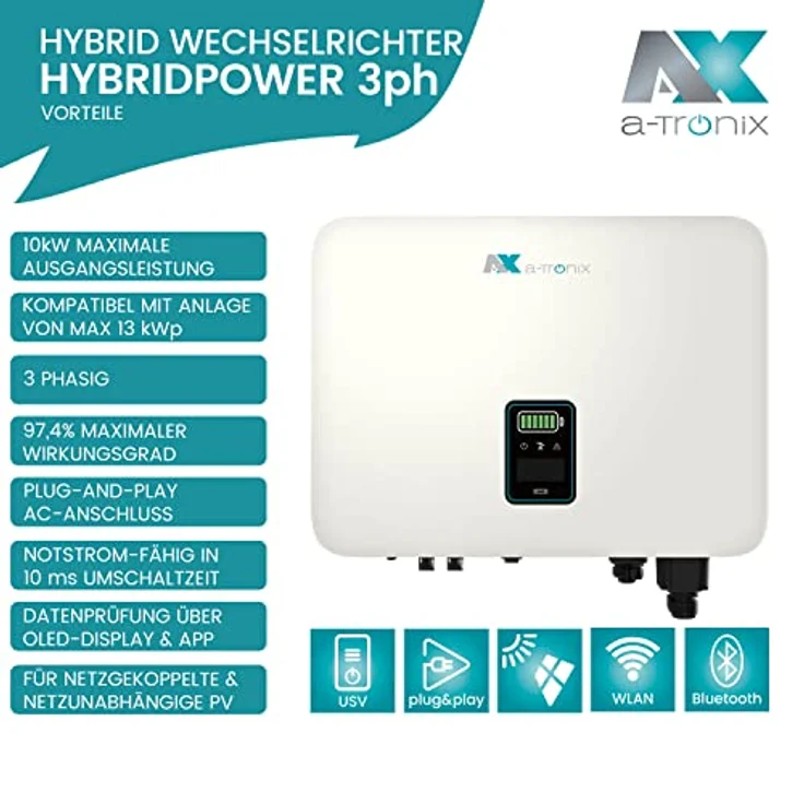 a-TroniX Hybridpower 10kW 3ph, Transformatorloser Hybrid Wechselrichter mit 98,2% Wirkungsgrad und Notstromfähigkeit – Bild 2