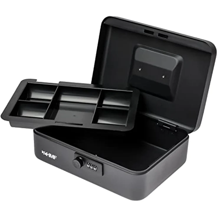 HMF 20017-02 Geldkassette abschließbar mit Zahlenschloss | 25 x 18 x 8,5 cm | Schwarz – Bild 2