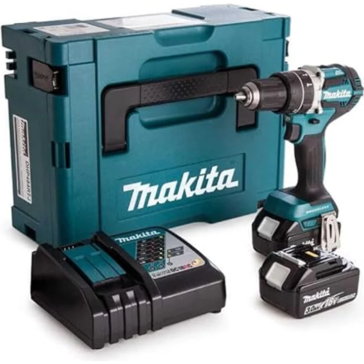 Makita DHP484RFJ, Akku-Schlagbohrschrauber 18V mit 2x3.0 Ah Akkus, Ladegerät, Schwarz-Blau, 2000 RPM, 54 Nm, mit integriertem Licht – Bild 6