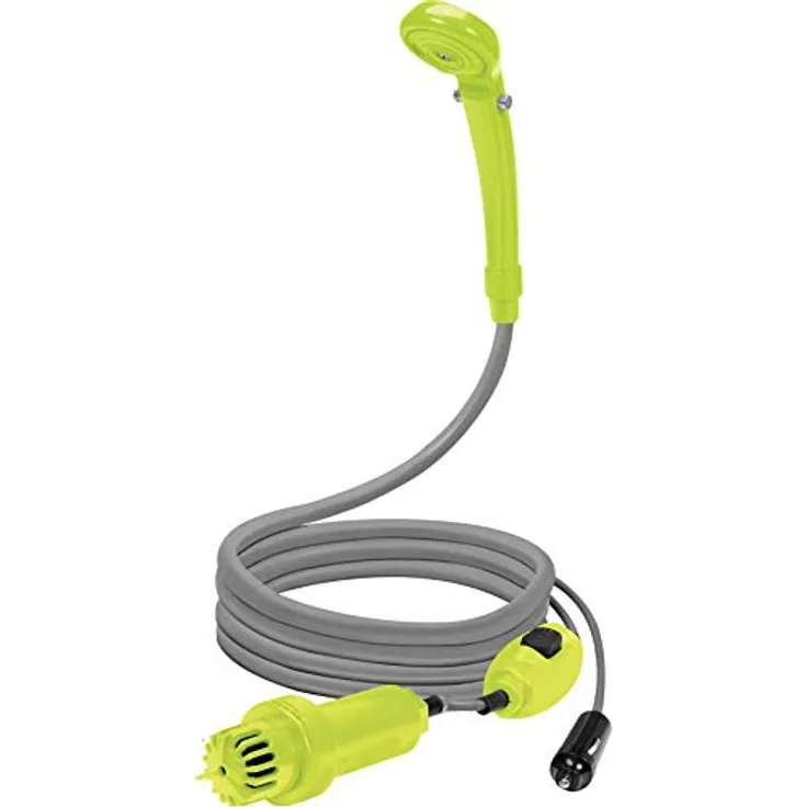 LUND Mobiler Camping-Duschset, 10 l/min mit Elektropumpe, graue Farbe, leicht und kompakt, robustes ABS Kunststoff