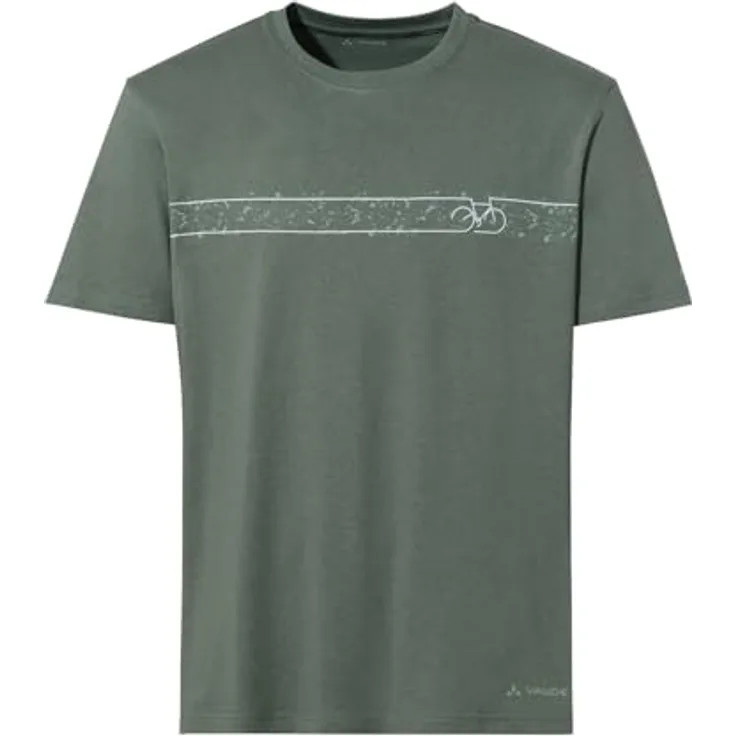 Vaude Cyclist T-Shirt V, Herren Shirt aus 70% Baumwolle, atmungsaktiv, schnell trocknend, Grün, (XL)