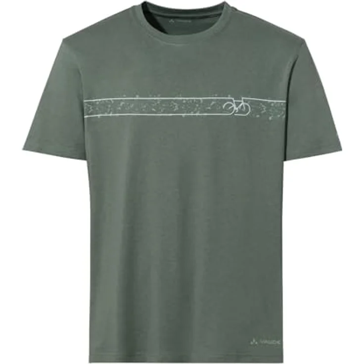 Vaude Cyclist T-Shirt V, Herren Shirt aus 70% Baumwolle, atmungsaktiv, schnell trocknend, Grün, (XL) – Bild 1