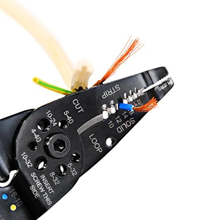 S&R Multi-Tool Kabel-Abisolierer, Cutter, Crimper 210 mm mit Ergo-Griff, Crimpzange Abisolierwerkzeug, Entmanteler, Kabelwerkzeug für 10-22AWG – Bild 3