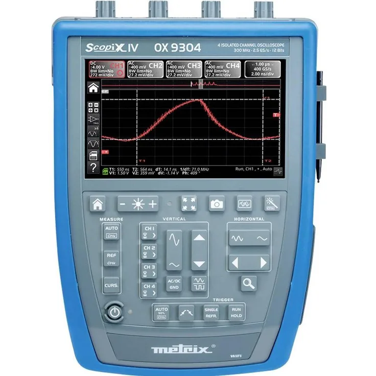 Chauvin Arnoux OX 9304, Multimeter Hand-Oszilloskop mit 4x 300MHz, 2.5GSPS, CAT II 1000V, CAT III 600V, 7 Zoll Farb-Touchscreen