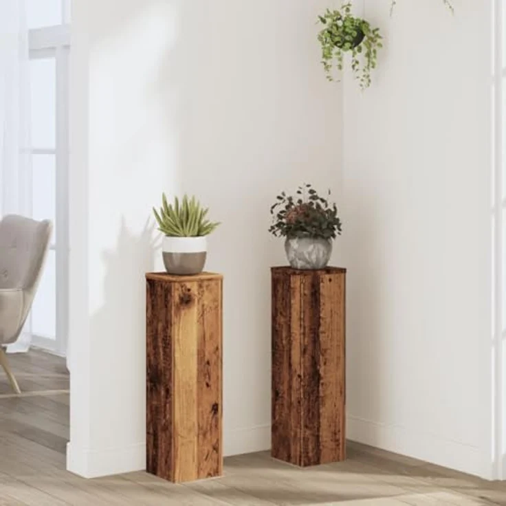 vidaXL Blumenständer Pflanzenständer 2 Stk. Altholz-Optik 17x17x60 cm Holzwerkstoff (2 St) – Bild 3