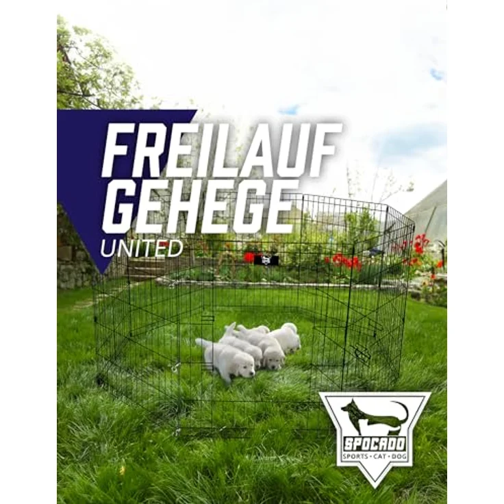 SPOCADO United Freilaufgehege - Faltbares Metallgehege in versch. Größen erhältlich - geeignet für Hunde, Kaninchen, Hamster - individuell formbar, einfacher Aufbau ohne Werkzeug (47 x 61 cm) – Bild 2